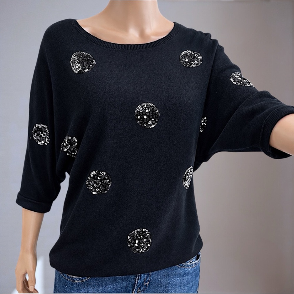 New York & Company Black Sequin Blouse - Picture 6 of 11